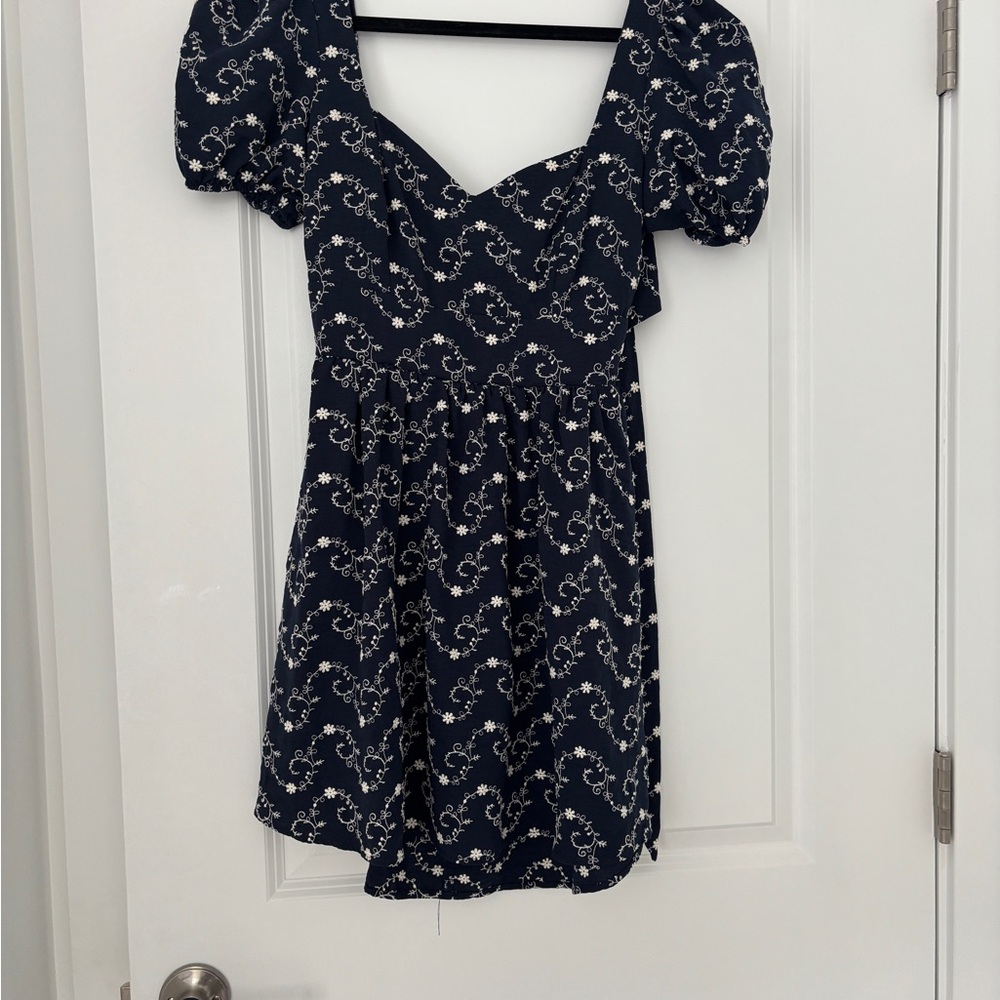 Navy floral mini dress